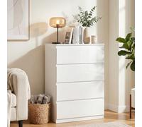 ZECIIYE Commode à 4 tiroirs, table de chevet, table d'appoint, buffet, moderne et étroite, en bois MDF blanc, pour chambre à coucher, salon, chambre d'enfant, couloir, salle de bain et bureau, 60 x 40