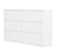 ZECIIYE Commode à 6 tiroirs - Profondeur : 30 cm - Largeur : 120 cm - Hauteur : 75 cm - Buffet moderne - En bois blanc - Pour salon, chambre à coucher, chambre d'adolescent, chambre d'enfant, couloir