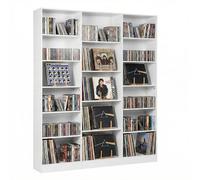 ZECIIYE Étagère CD blanche, avec 17 compartiments, rangement pour DVD Blueray, 188 cm de haut, armoire manga, bibliothèque pour salon, cuisine, chambre à coucher, bureau et bureau, 149 x 23,5 x 188 cm