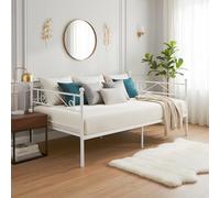 ZECIIYE Lit Banquette 1 Place avec Sommier, Cadre de Lit Simple en Métal 90x190 cm avec Rangement sous Le lit pour Chambre à Coucher Salon Chambre d'amis Petit Appartement (90x190 cm, Blanc)