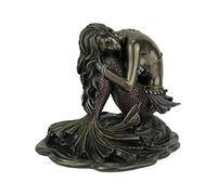 Zeckos Siren Solitude Statue de sirène Assise sur Un Rocher Finition Bronze