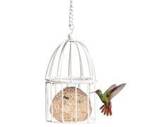 Zecnaud Distributeur de nourriture en métal pour boules de graisse avec couvercle rabattable pour oiseaux sauvages - Design robuste, utilisation pratique d'une seule main et protection résistante aux