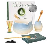 Zecnaud Matcha Tea Lot de 8 pièces en céramique avec fouet en bambou et bol pour cérémonie du thé japonaise (C)