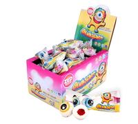 ZED Glubscher Chewing-gums 50x2 - Bonbons fruités à mâcher avec cœur liquide (850g) - Effet globe oculaire effrayant - Idéal pour Halloween, fêtes d’enfants, sachets cadeaux et surprises