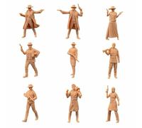ZEDACAKAI (9 pièces 1/64 Figure Investigators The Man Poses with Two Guns Model Costumes Miniature Scène GK Besoin d'être coloré par vous-même