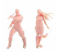ZEDACAKAI (Lot de 2 figurines 1/43 pour hommes et femmes, guerriers, train de ninjas, scène miniature, GK doit être colorée par vous-même