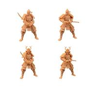 ZEDACAKAI Lot de 4 figurines 1/64 en résine - Samouraï du Japon - Modèle miniature - Kit GK à colorier vous-même