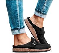 ZEDARO Sandales Mules Plates pour Femmes Sabots d'été en Daim Pantoufle Plate Bout Rond Dos Nu sans Lacet Chaussures Mocassins Confortables Bout fermé Dame Chaussures de Bateau de Mode