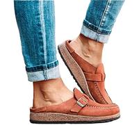 ZEDARO Sandales Mules Plates pour Femmes Sabots d'été en Daim Pantoufle Plate Bout Rond Dos Nu sans Lacet Chaussures Mocassins Confortables Bout fermé Dame Chaussures de Bateau de Mode
