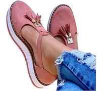 ZEDARO Sandales pour Femmes Plate-Forme Gland Cuir Sandale Bout fermé Boucle Chaussures Mode frangé Confortable été Nouveau