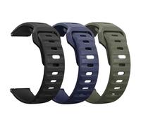 ZEDEVB Lot de 3 bracelets de montre robustes de 20 mm et 22 mm, bracelet de montre à dégagement rapide avec boucle carrée en métal redessinée, bracelets de rechange en silicone souple et respirant pou