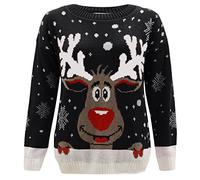 Zee Mode garçons filles enfants Rudolph Pom Pom Flocons de neige Bambi Filthy Animal Joyeux Noël Pull tricoté pour enfant rétro fantaisie vintage Pull 3-13 - Multicolore - 7-8 ans