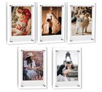 ZEECER Lot de 5 cadres magnétiques double face en acrylique pour réfrigérateur, sans cadre, décoration d'intérieur pour Fujifilm Instax Mini, 6 x 8 cm