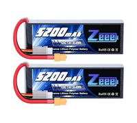 Zeee 2S LiPo 5200mAh 7,4V 120C Softpack Batterie avec connecteur XT60 pour 1/8 et 1/10 RC véhicules Voiture, Slash, Buggy, truggy, Avion, Drone (2 pièces)