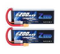 Zeee 2S LiPo 6200mAh 7,4V 120C Batterie Softpack avec XT60 connecteur pour RC Voitures, camions, véhicules, truggies, Buggies, Chars, hélicoptères, Avions, etc (2 pièces)