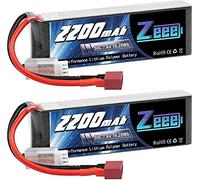 Zeee 2S Lipo Batterie 2200mAh 7,4V 50C 2S Batterie RC avec connecteur T pour FPV Racing Drones Vélo de Route Quadcopters Avion Hélicoptère RC Bateau RC Voiture (2 Paquets)