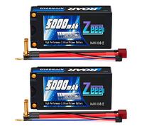 Zeee 2S Lipo Batterie 5000mAh 7.4V 120C avec 5mm Bullet to Deans Plug Batterie Courte pour Véhicules à l'échelle 1:10 RC Car Truck Boat RC Models (2 pcs)