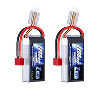 Zeee 2S Lipo Batterie 50C 2200mAh 7.4V Batterie Courte avec Prise Deans T pour 1/16 Slash RC Voiture RC Camion RC Hélicoptère Avion Quadcopter Drone RC Bateau Modèles de Course (2 Packs)