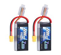 Zeee 2S Lipo Batterie 50C 2200mAh 7.4V Batterie Courte avec Prise XT60 pour 1/16 Slash RC Voiture RC Camion RC Hélicoptère Avion Quadcopter Drone RC Bateau Modèles de Course (2 Packs)