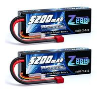 Zeee 2s lipo Batterie 5200mAh 7,4V 50C RC Batterie, avec connecteur Deans T Fiche, pour RC Evader BX Auto Car Truck LKW Truggy RC Hobby (2 Paquets)