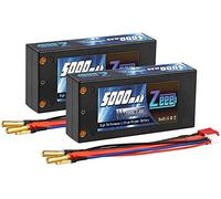 Zeee 2S LiPo Batterie 7,4 V 100C 5000 mAh coque rigide courte avec balle 4,0 mm pour prise en T pour RC Car RC Camion, avion, hélicoptère, bateau, aile buggy (2 paquets)