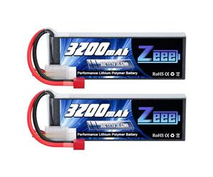 Zeee 3S Lipo Batterie 3200mAh 11,1V 50C 3S Batterie RC avec connecteur T pour FPV Racing Drones Vélo de Route Quadcopters Avion Hélicoptère RC Bateau RC Voiture (2 Paquets)