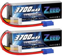 Zeee Batterie Lipo 4S, capacité 3700mAh, vitesse de décharge 60C, 2 pièces 4S 60C 3700 EC5, rayon vert