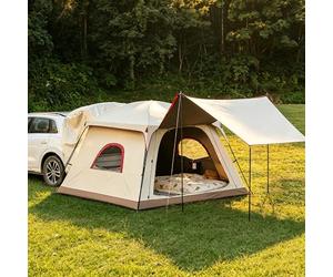 ZEEGII Tente de Voiture SUV Anti-UV, Auvent de Hayon Imperméable Oxford avec Connexion Étanche, Abri Extérieur avec Filet Respirant pour Partage de Climatisation et Vacances en Plein Air
