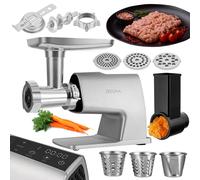 Zeegma Hachoir électrique Molen Master SET COOKIE FORM Accessoire pour saucisses, hachoir à légumes, fonction marche arrière, 3 disques en inox