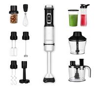 ZEEGMA HANDY VERSABLEND Mixeur plongeur 14 en 1 pour soupes, smoothies, puissance de 1500W Accessoires : mélangeur, mixeur, fouet, crochets, pour purée, moulin à café 0,8 l, malaxeur 0,6 l, flacon