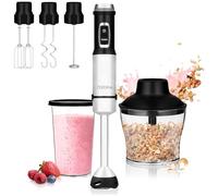 ZEEGMA Mixeur plongeant multifonction 5en1 d'une puissance de 1500W, ensemble d'accessoires : mixeur, batteur, crochet mixeur, mixeur 0,6 l, récipient 0,8 l, mode turbo, réglage de la vitesse