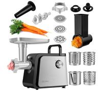 ZEEGMA MOLEN CHEF EASY Hachoir à Viande Électrique Puissance 2100 W 3 Disques en Acier Inoxydable Hachoir à Saucisses Broyeur de Légumes Marche Arrière