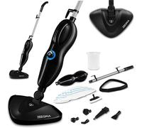 Zeegma Nettoyeur vapeur à main Puur Prime Control Kit de buses 13 en 1 pour sols, tapis, carrelages, joints, fenêtres, tissus, nettoyage sans détergent, pliable, 1500 W, 400 ml (Puur Black)