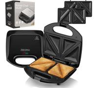 ZEEGMA ROTEE BASE BLACK Appareil à Sandwich, Grille-Pain Puissance 750 Watt Toaster pour Pain, Sandwichs, Toasts Plaque Antiadhésive, Protection contre la Surchauffe, Toaster pour Griller