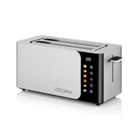 ZEEGMA TOSTEE SMART Grille-pain 4 tranches en acier inoxydable, support pour petits pains, 1500 W, décongélation, réchauffage & arrêt, ramasse-miettes, écran tactile, minuterie, 6 positions