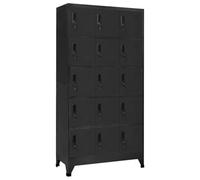 Zeehear Armoire à casiers verrouillables, anthracite, 90 x 40 x 180 cm, en acier, casier robuste avec 15 compartiments verrouillables, grand espace de rangement pour bureau, école, atelier, armoire en