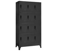 Zeehear Armoire à casiers verrouillables Anthracite 90 x 45 x 180 cm Acier 12 compartiments verrouillables pour bureau, école, vestiaire robuste