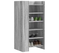 Zeehear Armoire à chaussures, gris Sonoma 52 x 37,5 x 100 cm, matériau dérivé du bois, pour entrée, organiseur de chaussures robuste, avec 5 étagères, idéal pour couloir et couloir