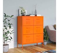 Zeehear Armoire à tiroirs orange 80 x 35 x 101,5 cm, en acier, 6 tiroirs avec extension complète, armoire de rangement stable pour la maison