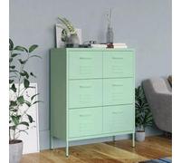 Zeehear Armoire à tiroirs vert menthe 80 x 35 x 101,5 cm, en acier, 6 tiroirs spacieux, coulisses à roulement à billes, idéale pour le bureau et la maison, armoire de rangement polyvalente