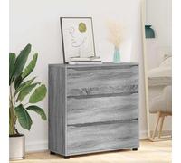 Zeehear Armoire de rangement, en bois dérivé, multi-usages, avec 3 tiroirs, robuste, pour salon, couloir, bureau - Gris Sonoma - 80 x 31 x 81 cm