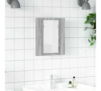 Zeehear Armoire de salle de bain avec miroir à LED, gris Sonoma, 40 x 12 x 45 cm, en matériau dérivé du bois, avec éclairage RVB, convient aux pièces humides, montage mural