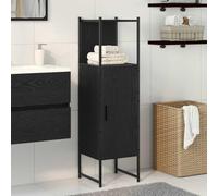 Zeehear Armoire de salle de bain en chêne noir, 33 x 33 x 120,5 cm, en bois dérivé du bois, mat, avec porte et 3 étagères, pour salle de bain, espace de rangement