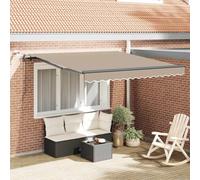 Zeehear Auvent extensible beige, 350 x 250 cm, polyester, avec éclairage LED et télécommande, résistant aux intempéries, aux UV, pour balcon, jardin, terrasse comme protection solaire et protection