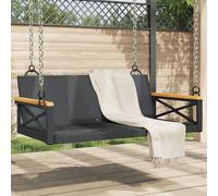 Zeehear Banc suspendu - Noir - 109 x 62 x 40 cm - En rotin synthétique - Pour jardin et terrasse - Résistant aux intempéries et aux UV - Banc d'extérieur robuste