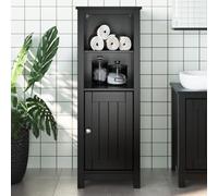 Zeehear Berg Armoire de salle de bain, noire, 40 x 34 x 110 cm, en pin massif, avec 4 étagères et porte, résistante à l'eau, pour salle de bain