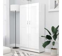 Zeehear Bibliothèque en bois blanc brillant 82,5 x 30,5 x 150 cm avec 4 compartiments et 2 portes, peu encombrant comme bibliothèque, étagère sur pied, séparateur de pièce pour salon, bureau, chambre