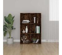 Zeehear Bibliothèque en chêne fumé - 66 x 30 x 98 cm - Avec 6 compartiments - Rangement polyvalent - Utilisable comme buffet pour salon, bureau, bureau, espace de rangement et organisée ouvertement