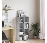 Zeehear Bibliothèque gris béton 66 × 30 × 130 cm en bois avec 8 compartiments, étagère debout et buffet, système d'étagère peu encombrant pour salon, bureau, bureau, espace de rangement et étagère