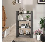 Zeehear Bibliothèque grise en bois massif de pin 80 x 35 x 125 cm, séparateur de pièce polyvalent et étagère de rangement pour salon, bureau, bureau, avec système d'étagère ouverte et compartiment de